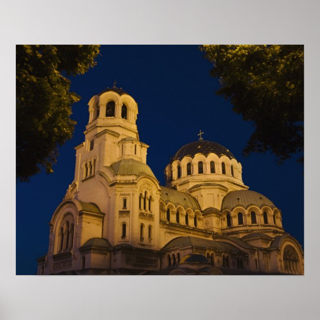 Night view of Alexander Nevski Cathedral Poster (Front)