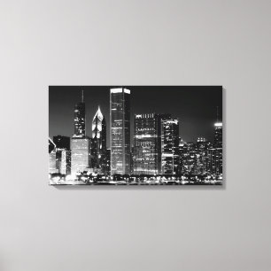 Night view of Chicago's famous cityscape Canvas Print
