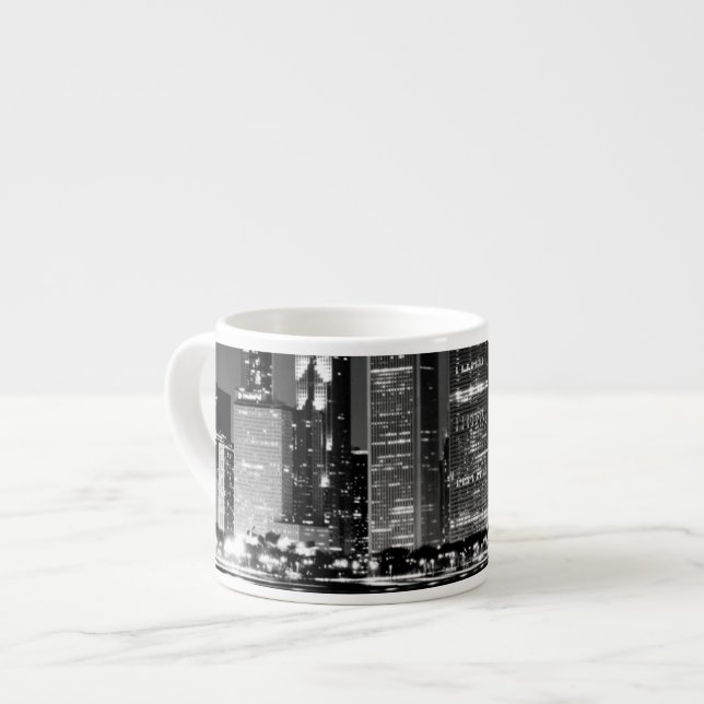 Night view of Chicago's famous cityscape Espresso Cup (Front Left)