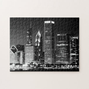 Night view of Chicago's famous cityscape Jigsaw Puzzle