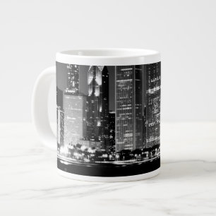Night view of Chicago's famous cityscape Large Coffee Mug
