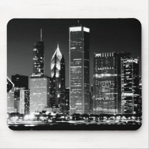 Night view of Chicago's famous cityscape Mouse Mat