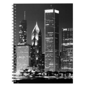 Night view of Chicago's famous cityscape Notebook