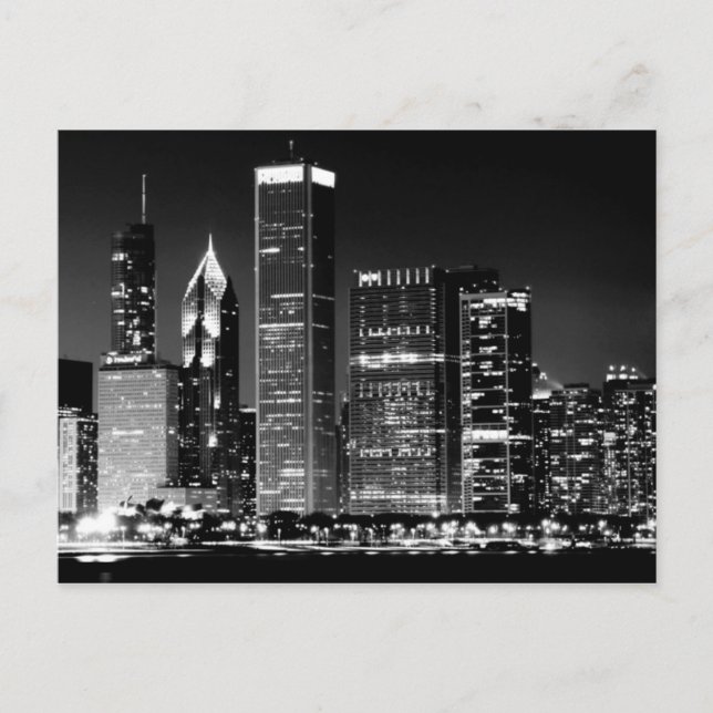 Night view of Chicago's famous cityscape Postcard (Front)