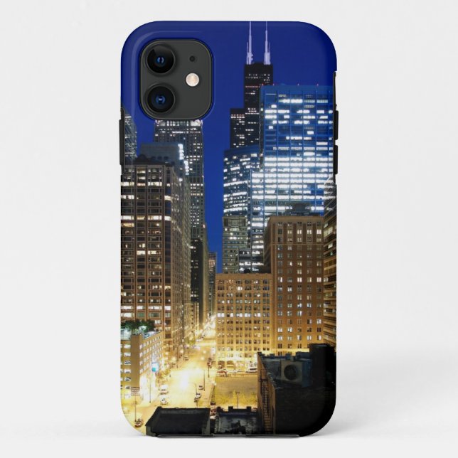 Night view of cityscape of Chicago Case-Mate iPhone Case (Back)