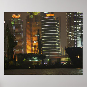 Night view of highrises in Pudong New Area by Poster