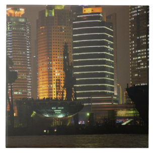Night view of highrises in Pudong New Area by Tile