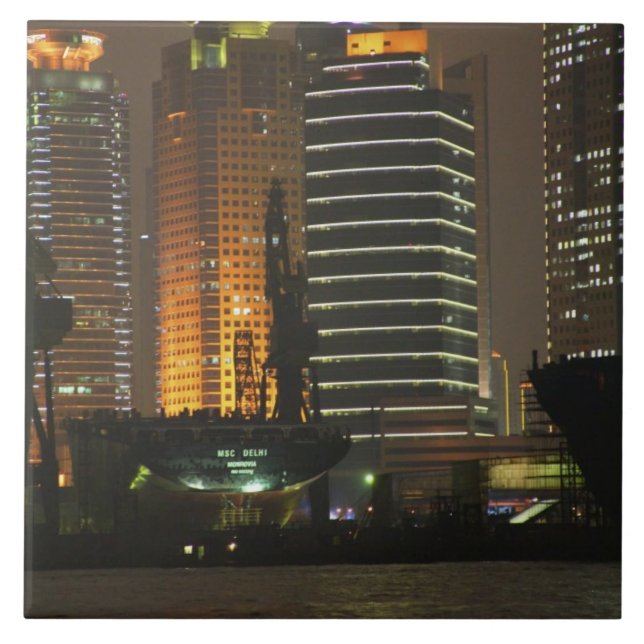 Night view of highrises in Pudong New Area by Tile (Front)
