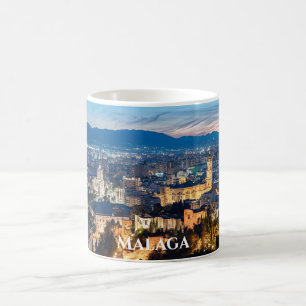 Night view of Malaga Cathedral in Malaga, Spain Coffee Mug