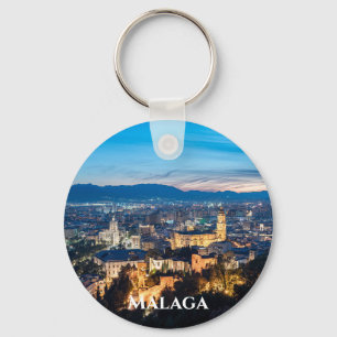 Night view of Malaga Cathedral in Malaga, Spain Key Ring