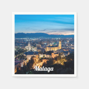 Night view of Malaga Cathedral in Malaga, Spain Napkin