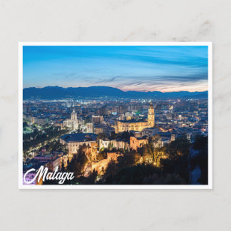 Night view of Malaga Cathedral in Malaga, Spain Postcard