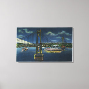 Night View of Mid-Hudson Traffic Bridge Canvas Print