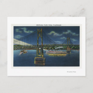 Night View of Mid-Hudson Traffic Bridge Postcard