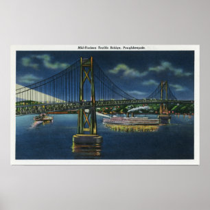 Night View of Mid-Hudson Traffic Bridge Poster