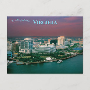 Night View of Norfolk Virginia Harbour Postcard