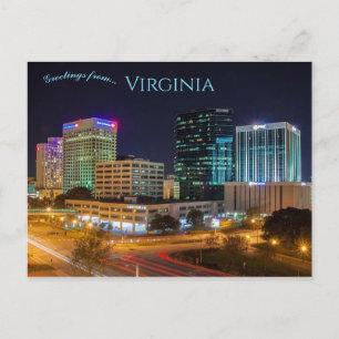Night View of Norfolk Virginia Postcard