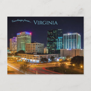 Night View of Norfolk Virginia Postcard