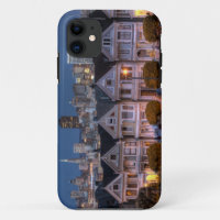 Night view of 'painted ladies'  houses