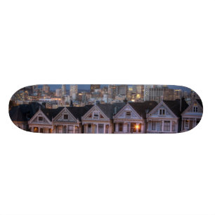 Night view of 'painted ladies'  houses skateboard