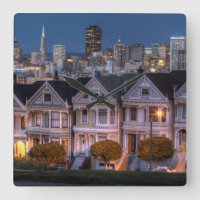 Night view of 'painted ladies'  houses