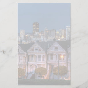 Night view of 'painted ladies' houses stationery