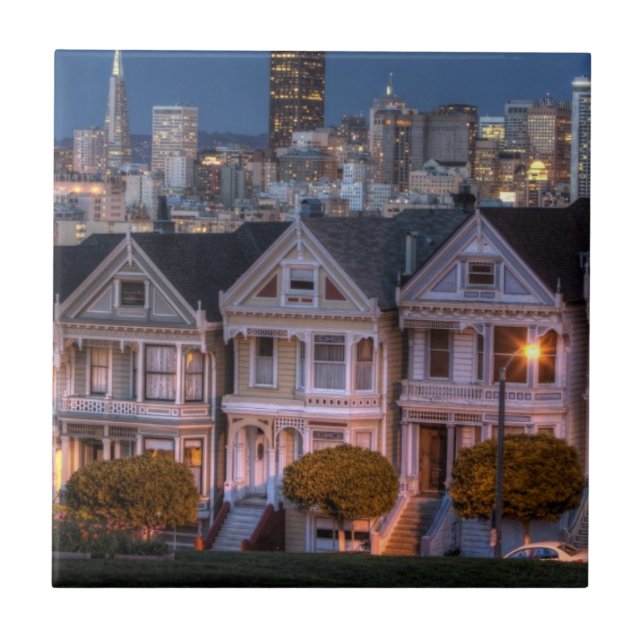 Night view of 'painted ladies'  houses tile (Front)