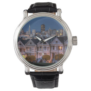 Night view of 'painted ladies' houses watch