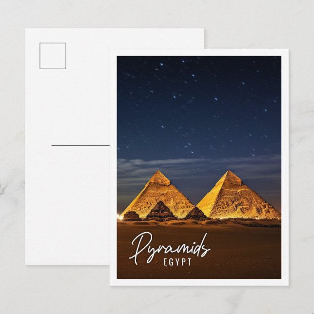 Night view of Pyramids of Giza Egypt Postcard (Front/Back)