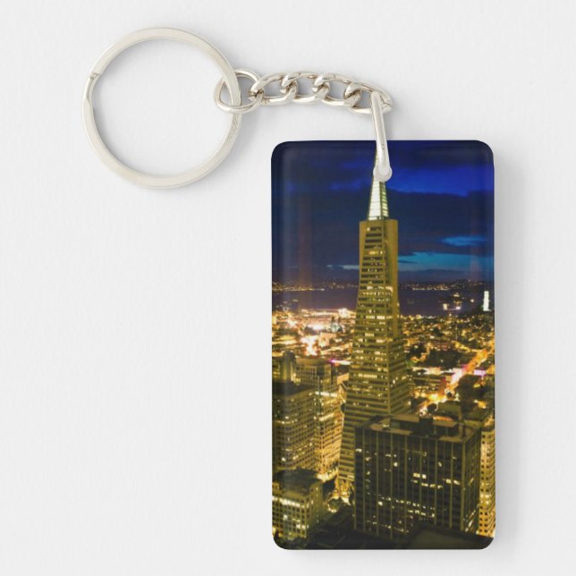 Night view of San Francisco. Key Ring (Front)
