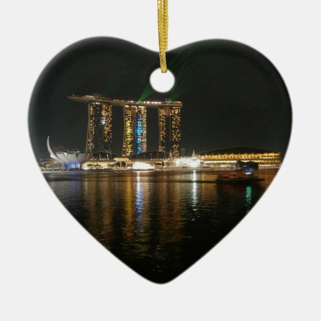 Night view of Singapore Ceramic Tree Decoration (Front)