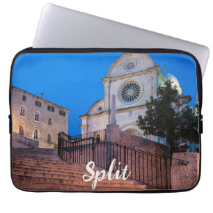 Night view of stairs and church in Split, Croatia Laptop Sleeve