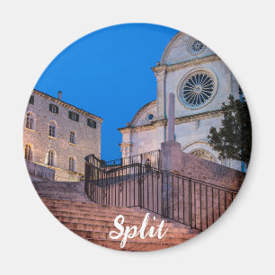 Night view of stairs and church in Split, Croatia Magnet