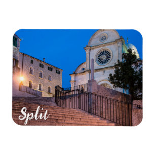 Night view of stairs and church in Split, Croatia Magnet