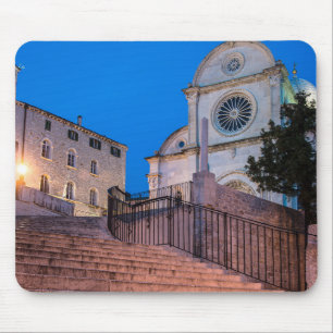 Night view of stairs and church in Split, Croatia Mouse Mat