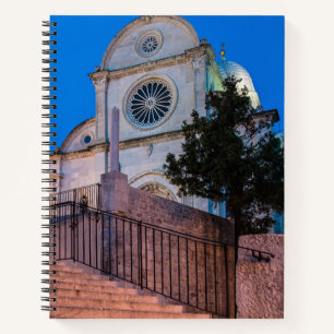 Night view of stairs and church in Split, Croatia Notebook