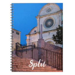 Night view of stairs and church in Split, Croatia Notebook