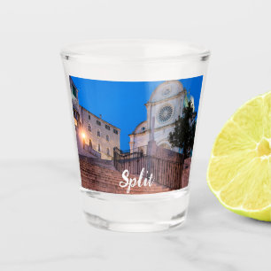 Night view of stairs and church in Split, Croatia Shot Glass