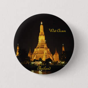 Night view of temples Wat Arun in Bangkok 6 Cm Round Badge