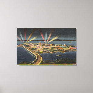 Night View of Treasure Island, Internat'l Expo Canvas Print