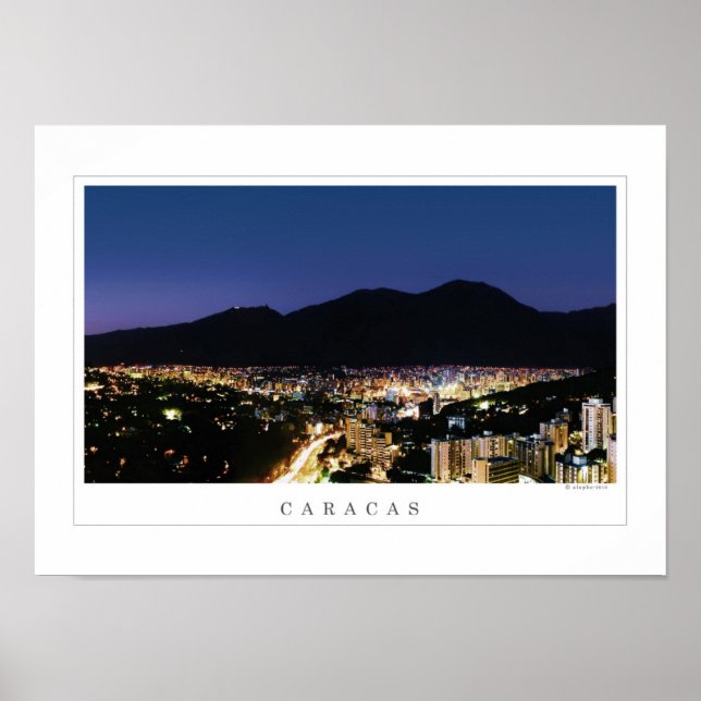 Night view poster of Caracas & Avila's silhouette (Front)