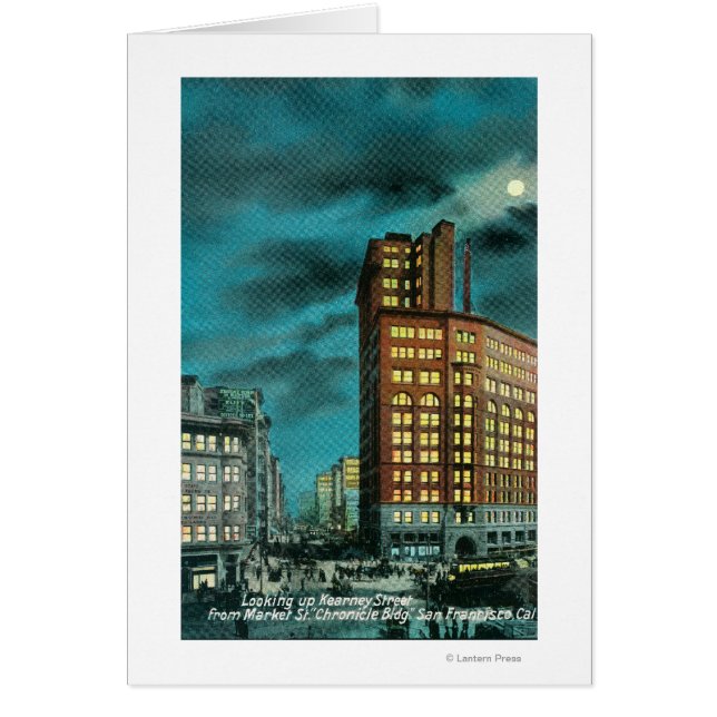 Night View up Kearney St at Chronicle Bldg (Front)