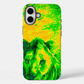 Night Vision Lion Art Fluorescent Print iPhone 16 Plus Case