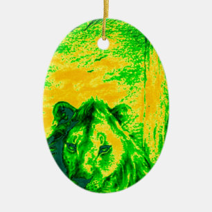 Night Vision Lion Art Fluorescent Print Ceramic Tree Decoration