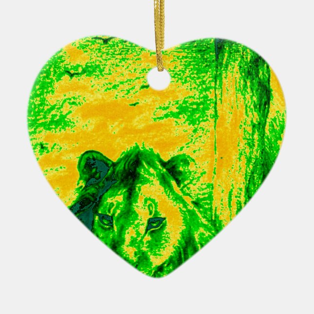 Night Vision Lion Art Fluorescent Print Ceramic Tree Decoration (Front)