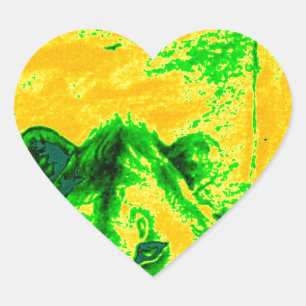 Night Vision Lion Art Fluorescent Print Heart Sticker