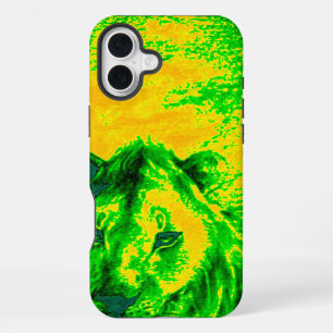 Night Vision Lion Art Fluorescent Print iPhone 16 Plus Case