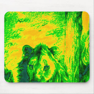 Night Vision Lion Art Fluorescent Print Mouse Mat
