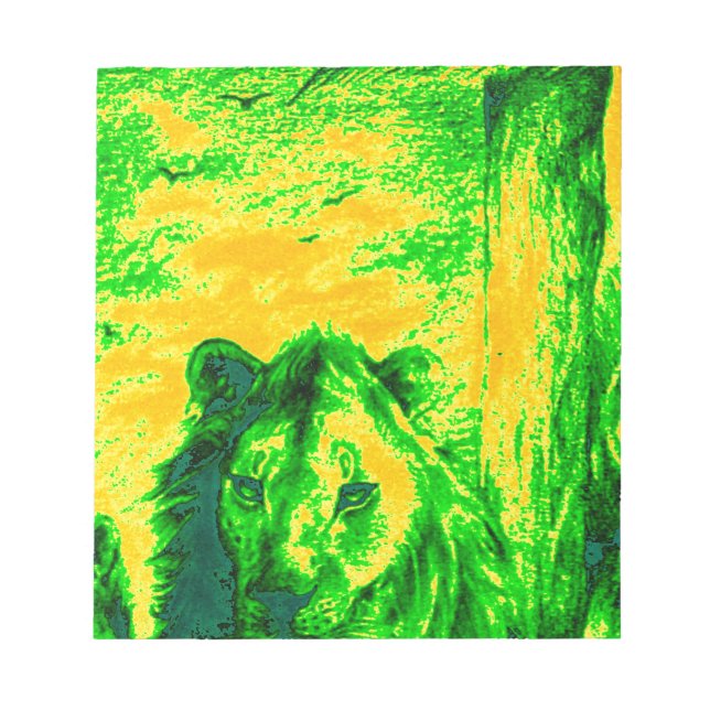 Night Vision Lion Art Fluorescent Print Notepad (Front)
