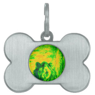Night Vision Lion Art Fluorescent Print Pet Tag